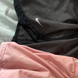 2 Pairs black and pink Nike running shorts S